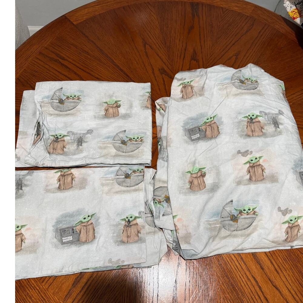Pottery Barn Kids Grogu Star Wars Full Sheet Set 2 Shams OrganicCotton Baby Yoda